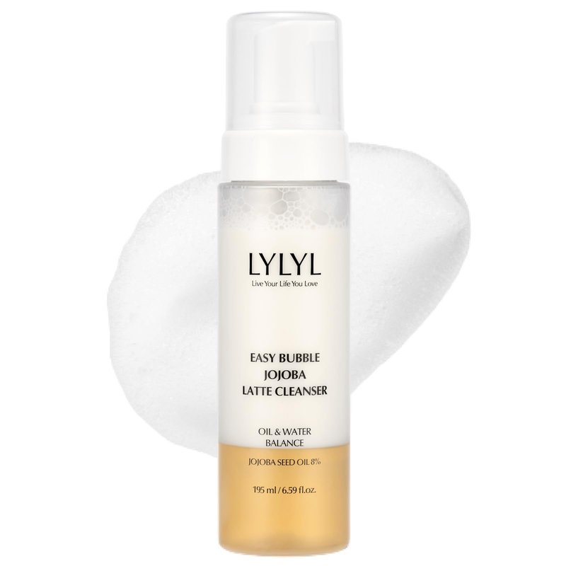 LYLYL Easy Bubble Jojoba Latte Cleanser, 9 Grain Based Ingredients, Oil&Foam Cleanser, EWG Green Ingredients, Double Cleansing, All Skin Types, No Dry Tight Feeling, Korean Skincare, 6.59 fl.oz/195ml