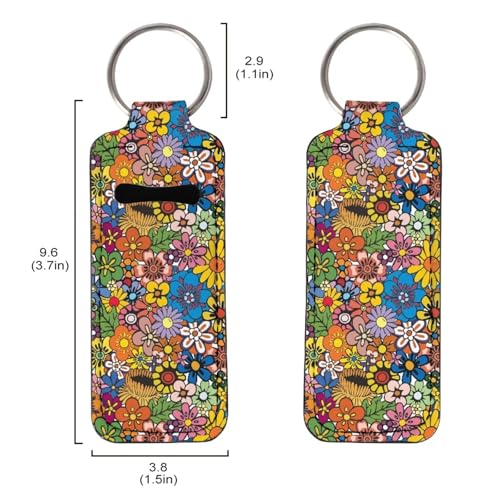 Suobstales 3Pcs Travel Bottles Keychain Holder Set,Travel Bottle Sleeves+Neoprene Chapstick Holders+Lanyard Keychain