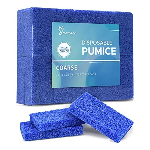 Maryton Disposable Foot Scrubber Pumice Pads, Pedicure Pumice Stone Dead Skin Callus Remover for Feet, 40Pcs (Dark Blue Coarse)