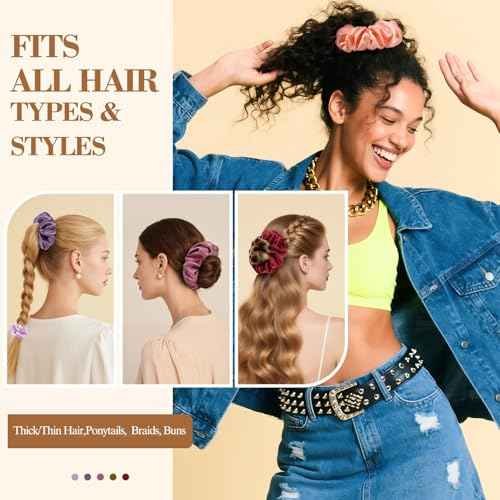 Hair Scrunchies Birthday Gifts for Women: 24Pcs Silk Satin Scrunchies for Women's Hair Stocking Stuffers for Women Adults Girls Elastic Hairs Ties No Damage Hairs Bands Womens Birthday Gifts for Mom