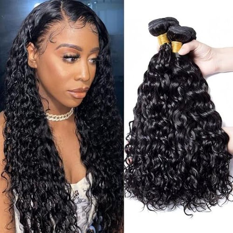 Water Wave Bundles Human Hair Bundle Curly Hair 20 22 24 26 inch 100% Unprocessed Brazilian Virgin Bundles Wet And Wavy Bundle Real Natural Black For Black Women
