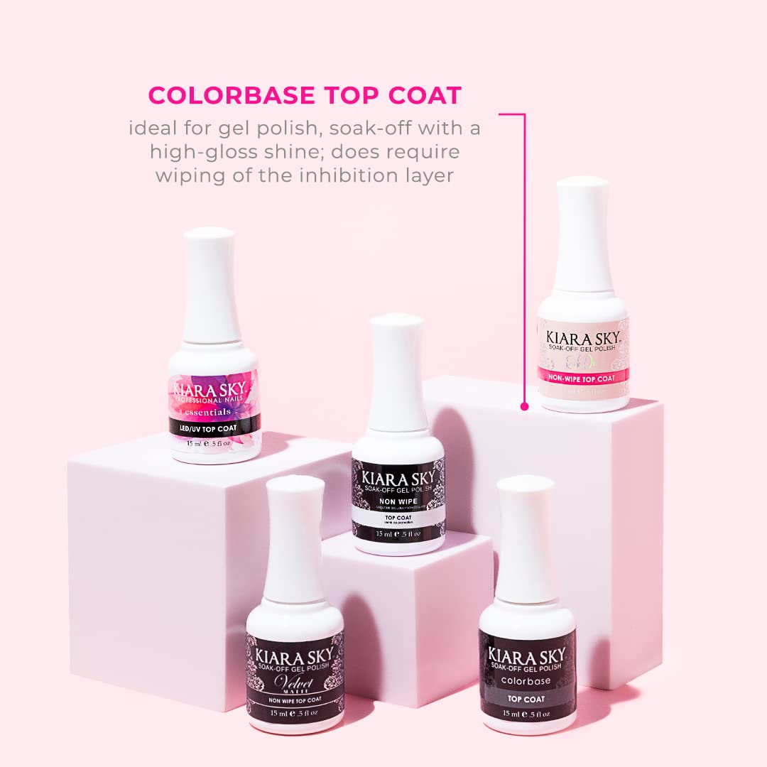 Kiara Sky Professional Nails Soak Off LED UV Gel Polish Essential Starter Pack - Gel Top and Base Coat 2