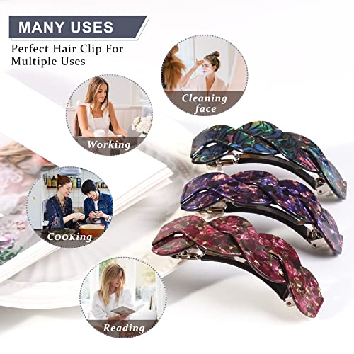 Women's Hair Barrettes - Elegant French Retro Accessories for Thick Hair Daily Wear (3pcs Large)