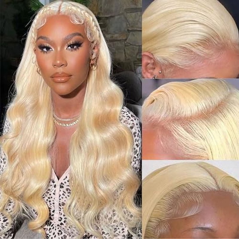 613 Lace Front Wig Human Hair 13X4 Light Blonde Color Body Wave Human Hair Wigs 613 HD Lace Frontal Wig Pre Plucked With Baby Hair Natural Hairline(13x4 Lace Front Wigs, 24 Inch)