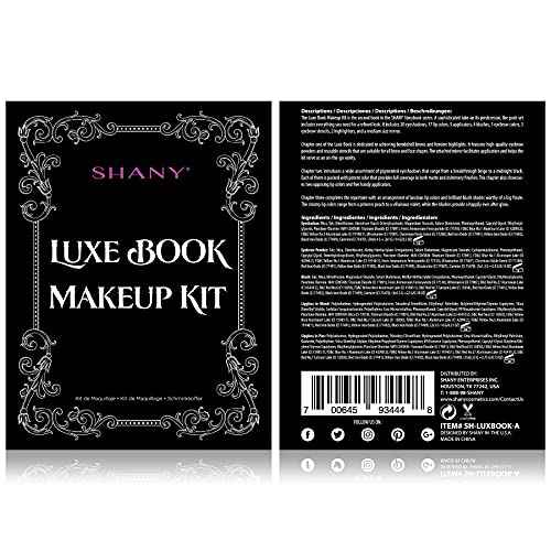 SHANY Luxe Book Makeup Set - All In One Travel Cosmetics Kit with 30 Eyeshadows, 15 Lip Colors, 5 Brushes, 4 Pressed Blushes, 3 Brow Colors, and Mirror