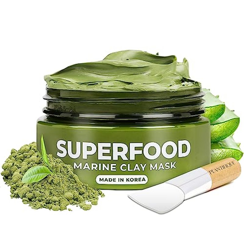 PLANTIFIQUE Korean Skincare Clay Mask ? Hydrating Mud Mask with Avocado & Superfoods, Dermatologist-Tested for Face & Body ? Vegan, 3.4 Oz/100ml