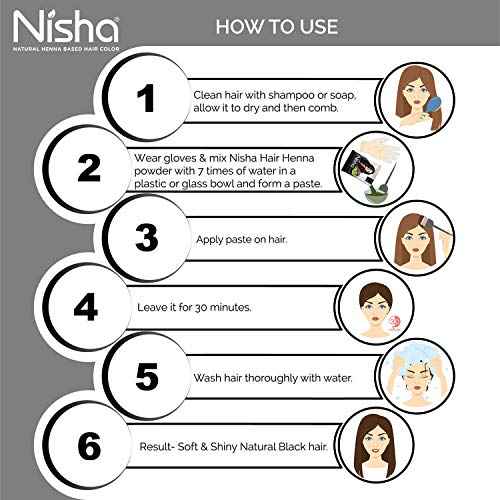 Nisha Natural Henna Based Hair Color (Natural Black) 10GM Pack of 10