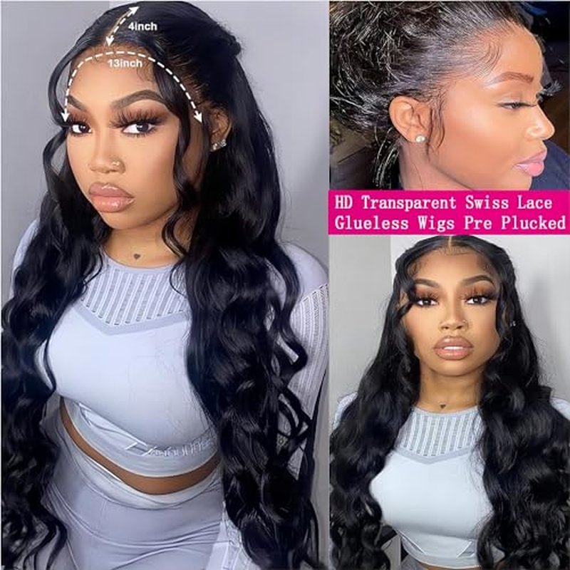 24 Inch 13x4 Lace Front Wigs Human Hair Body Wave Lace Front Wigs Human Hair Pre Plucked 13x4 Hd Lace Frontal Wigs Hd Lace Front Wigs for Black Women 180% Density