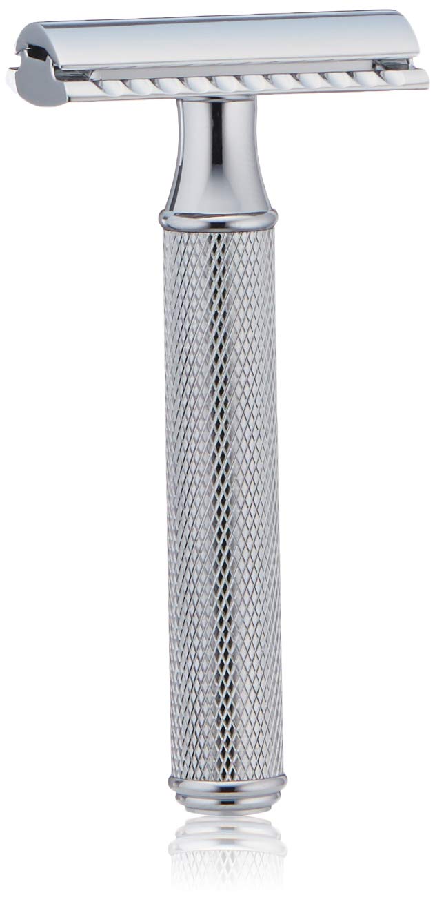 The Art of Shaving Safety Razor for Men - Includes 5 Safety Razor Blade Refills, Double Edged Razor with Closed Comb, Engraved Chrome Plated Handle