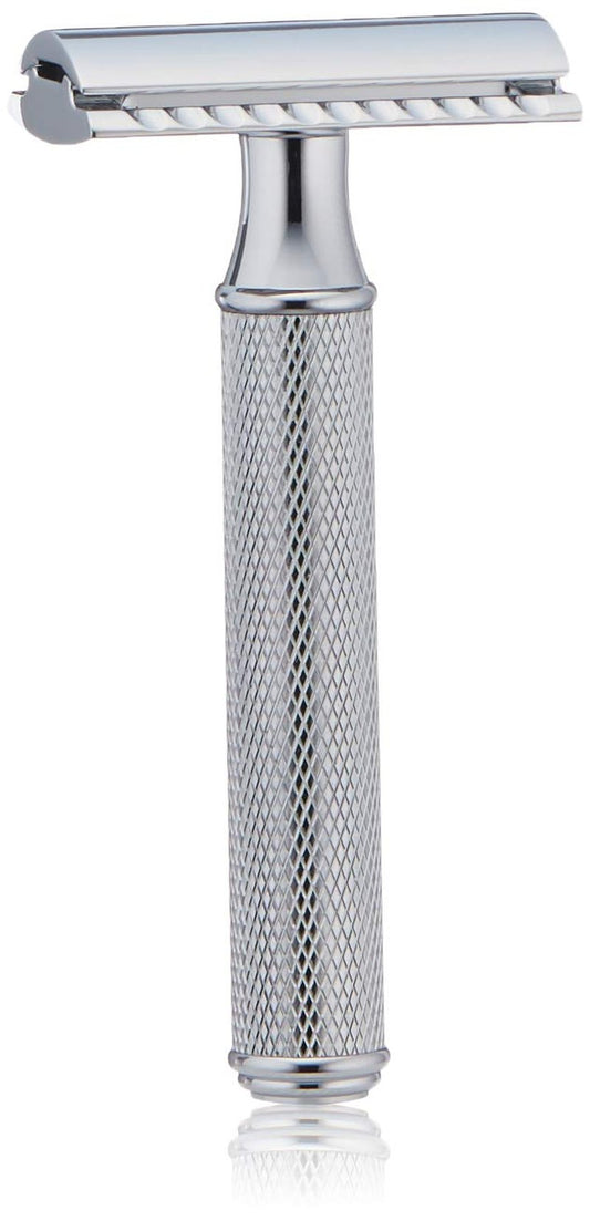 The Art of Shaving Safety Razor for Men - Includes 5 Safety Razor Blade Refills, Double Edged Razor with Closed Comb, Engraved Chrome Plated Handle