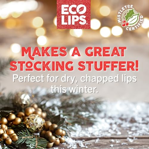 Eco Lips Novelty Plastic Candy Cane Gift Set for Holidays & Christmas Gifts, Stocking Stuffers | Mongo Kiss Organic Lip Balm 3-count Gift Set