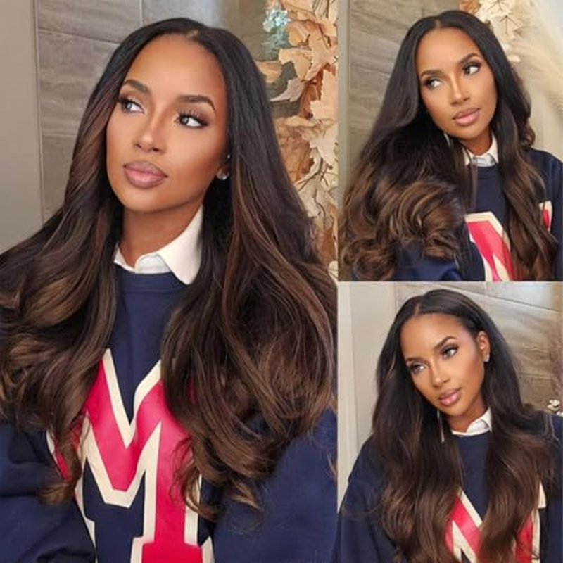 1B/2/30 Ombre Bundles With 4x4 Closure Loose Deep Wave Human Hair 12 14 16+12 Inch,10A Brazilian Hair Ombre Chestnut Brown Curly Wave Sew In Bundles and 4x4 Lace Closure