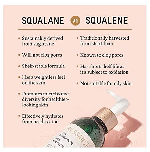 Biossance 100% Squalane Oil - Vegan Hydrating Face & Body Oil | Fast-Absorbing Moisturizer, 3.3 oz