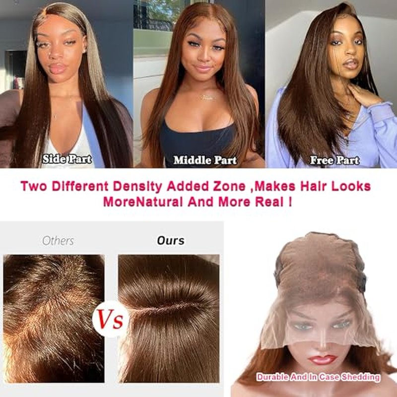 28 Inch Chocolate Brown Lace Front Wigs Human Hair #4 Brown 13x6 Lace Front Wigs Human Hair 200% Density HD Lace Frontal Wig Human Hair Glueless Lace Closure Wigs Pre Plucked For Women