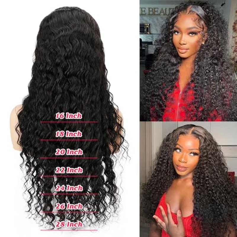 SOSATISFY Deep Wave Lace Front Wigs Human Hair 4x4 HD Transparent Lace Closure Wigs Glueless 180% Density Human Hair Wigs for Black Women Pre Plucked with Baby Hair (22 inch)