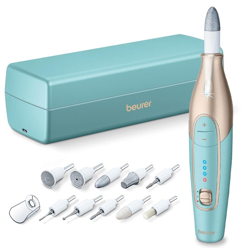 Beurer MP84 Nail Drill Kit - 14-Piece Cordless Electric Manicure & Pedicure Set with LED Light, Adjustable Speed | Storage Case
