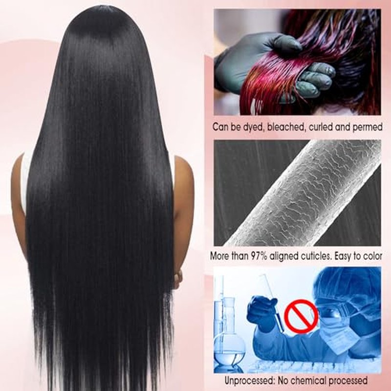 Human Hair Bundles,Straight 4 Bundles 18 18 18 18 Inch,16A Bundles Human Hair,100% Unprocessed Virgin Brazilian Hair Extensions Double Weft, Quick Weave Sew In Hair Bundle