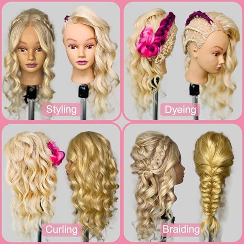Mannequin Head Human Hair 24" 100% Human Hair Mannequin Head£¬Cosmetology Mannequin Head Doll Head for Hair Styling Hairdresser Manikin Head with Free Clamp Holder(Dark Brown)