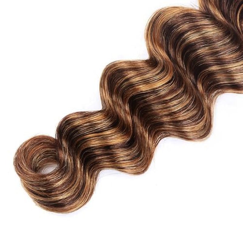 28 30 32 inch P430 Human Hair Bundles Ombre Highlight Deep Wave Bundles Dark Brown Human Hair Bundle Double Weft 300g