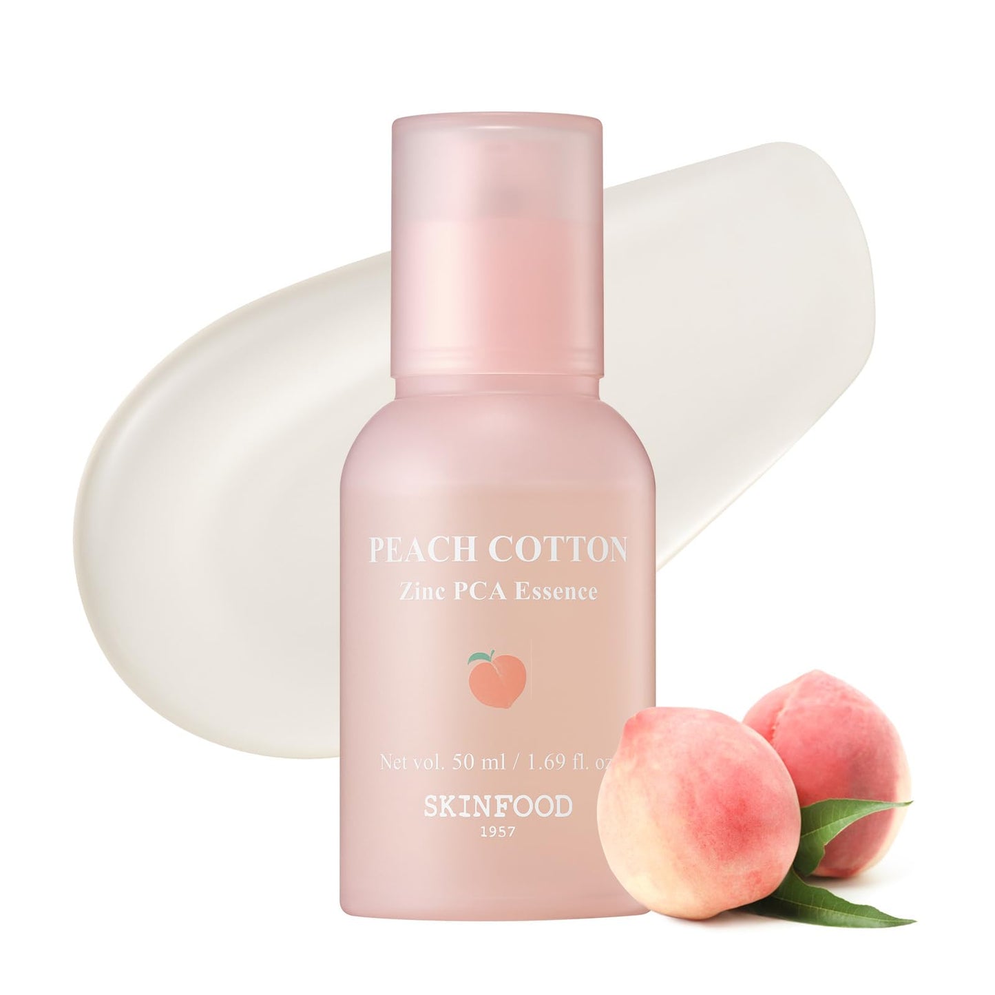 SKINFOOD Peach Cotton Zinc PCA Essence Serum Primer, Korean Skin Care Makeup Prep Hybrid Face Serum, Blurring Matte, Sebum & Oil Control, Hydrating Primer for Sensitive, Oily Skin (1.69 fl. oz.)