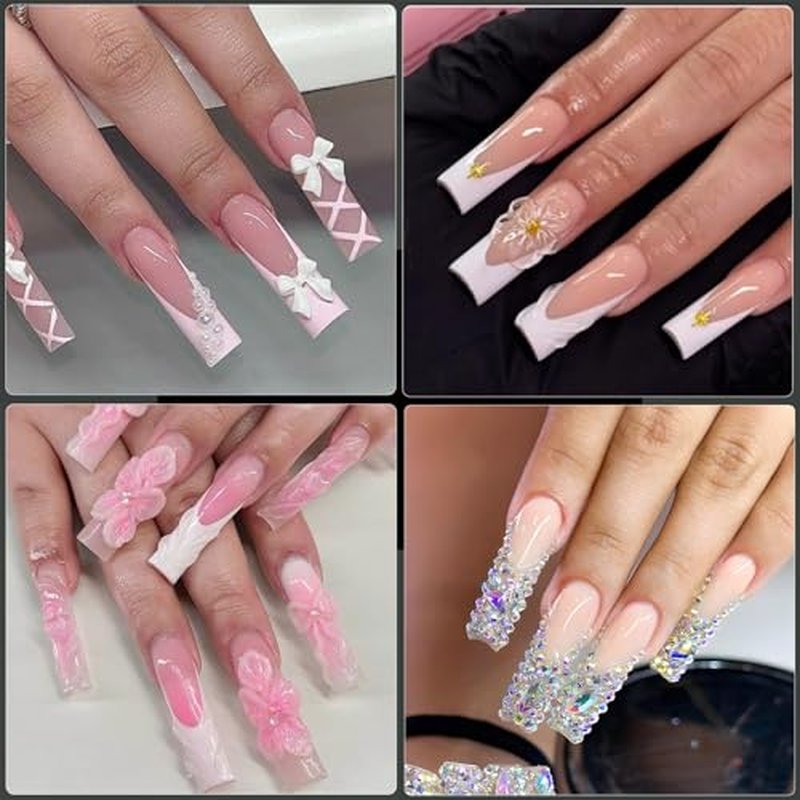 240Pcs Square Soft Gel Nail Tips, Long Square Nails, 12 Sizes Full Cover Acrylic Fake Nails Straight Clear False Nail Extension for Beginner and Professional Home Salon DIY