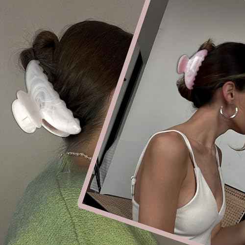 Marble Claw Clips Medium Cellulose Acetate Normal Hair Claw Clips Women Girls Tortoise Thin Fine Hair Clips Resin French Barrettes Curly Straight Hair Basic Acrylic Side Clip Hair Accessories