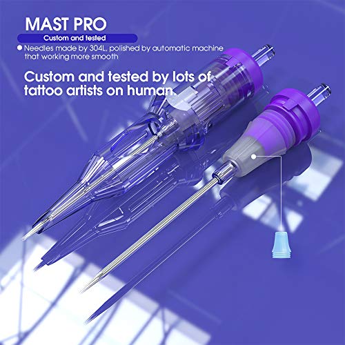 Mast Tattoo Needles Assorted 50Pcs Tattoo Cartridge Needles Round Liner #10 Mixed Sizes 1RL 3RL 5RL 7RL 9RL Disposable Membrane for Tattoo Gun