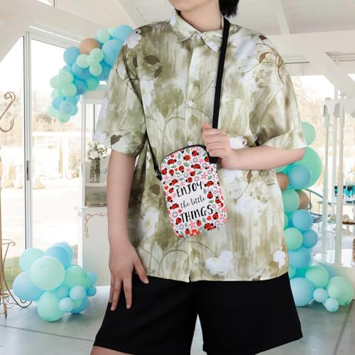 WCGXKO Ladybug Lover Gift Ladybug Party Favors Enjoy the Little Things Zipper Crossbody Purses Bag Messenger Bag (LITTLE THINGS CR)