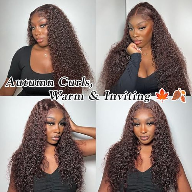 Chocolate Brown Bundles Human Hair 10 12 14 Inch Brazilian Color 4 Deep Wave Bundles Human Hair Unprocessed Breezy Wave Virgin Hair for Black Women with Silky Texture & Quick Weave