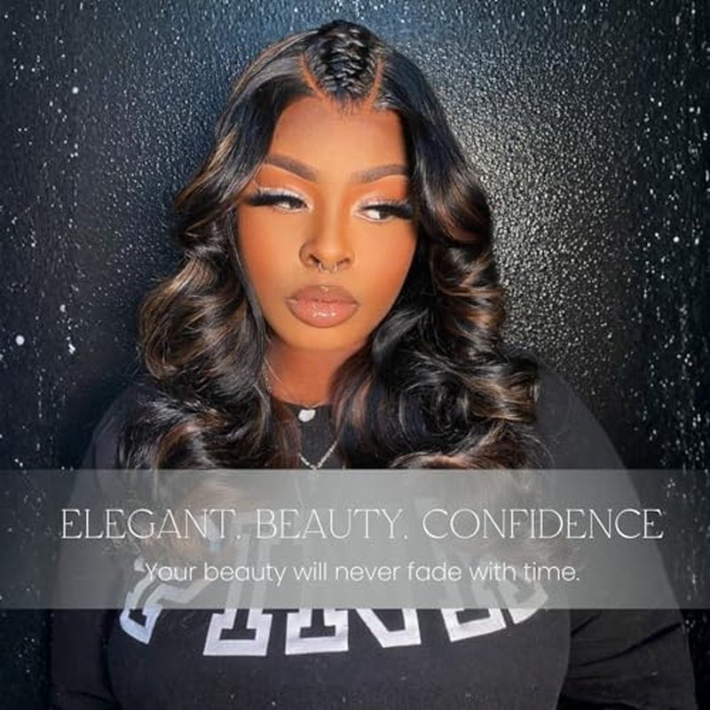 BQRIH 12A Brown Highlight Body Wave Bundles Human Hair 14 16 18 In Brazilian Virgin Wavy Weaves F1B/30 Black and Honey Blonde Ombre 3 Bundles Soft Balayage Colored Human Hair Extensions For Women Remy