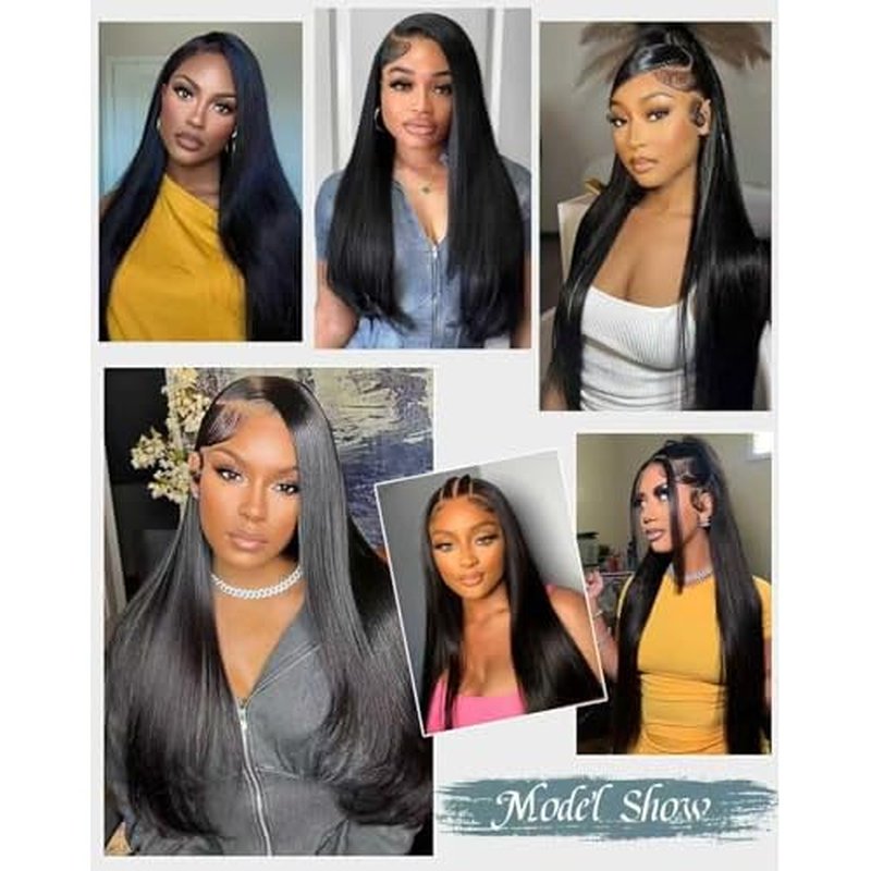 24 Inch Straight Wigs Human Hair Can Last 6-9 Months 200 Density HD Lace Front Wigs Human Hair 13x6 Real Human Wig Pre Plucked Tangle-Free Natural Black for Women