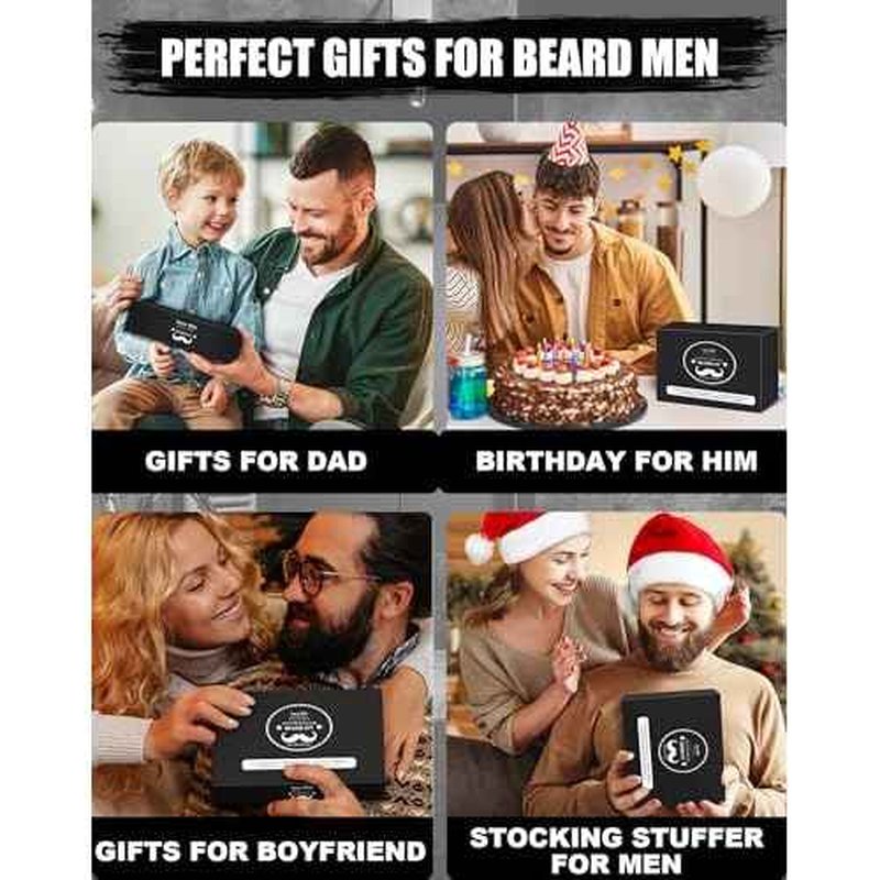 Beard Kit for Men Grooming & Care: with 2 Pack Beard Oils and Balm - Wash & Conditioner for After Shave Lotions Sandalwood, Brush and Comb Sets with Scissors, Valentines Fathers Gifts for Dad/Men/Him