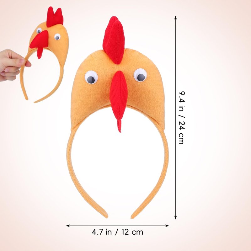 ABOOFAN 12Pcs Easter Chicken Headbands, Cartoon Soft Plush Chicken Costume Accessory, Farm Animal Ears Hair Hoop, Universal for Kids and Adults, Easter Halloween Party Supplies