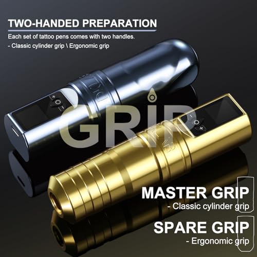 DKLAB New DK-W1 Pro Wireless Tattoo Gun Pen Kit Supply with Japanese Coreless Motor & 2 Pieces of 2400mAh Battery Power for Permanent Make Up Artists (Gray, 4.0mm Stroke)