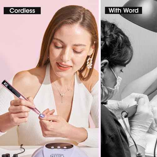 Gellen Gel Nail Polish Remover Professional Electric Nail File, 11 in 1 Nail Drill Kit, Cordless Rechargeable Pedicure Manicure Kit Nail Drill for Acrylic Gel Nails Tips