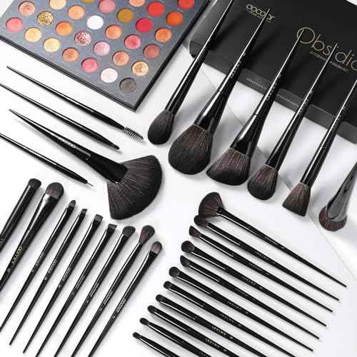 Docolor Makeup Brushes Set Professional 30Pcs Obsidian Makeup Brushes Premium Synthetic Powder Kabuki Foundation Contour Blush Concealer Eye Shadow Blending Eyeliner Crease Eyebrow Make Up Brush Kit