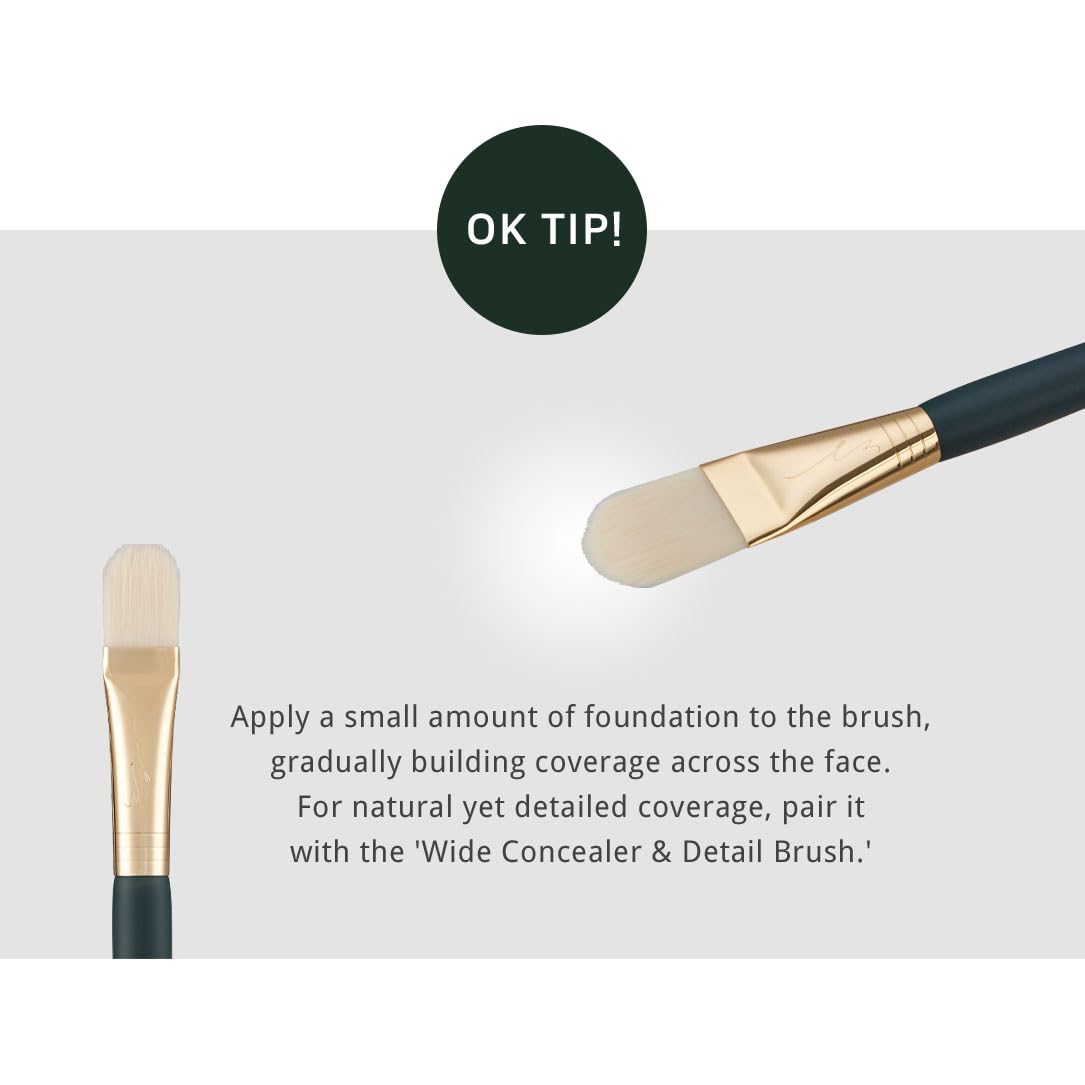 Okhee Basic Base Brush PIV05 - Multi-Functional Makeup Tool for Foundation, Powder & Primer | Designed by K-Pop Artist