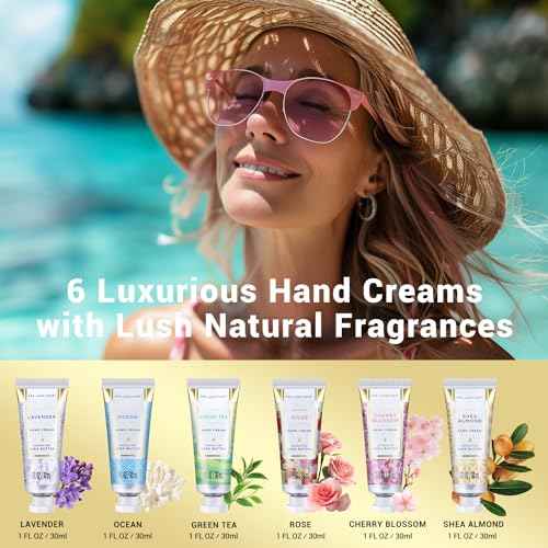 spa luxetique Travel Size Hand Cream Gift Set - Scented Hand Lotion for Dry Skin, Ideal Birthday Gift for Women, 6 x 1.0 oz