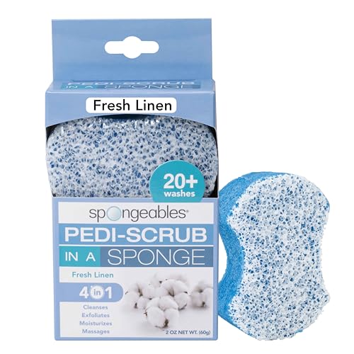Spongables Pedi Scrub Foot Exfoliating 20+ Wash Sponge, Fresh Linen, 1 Count