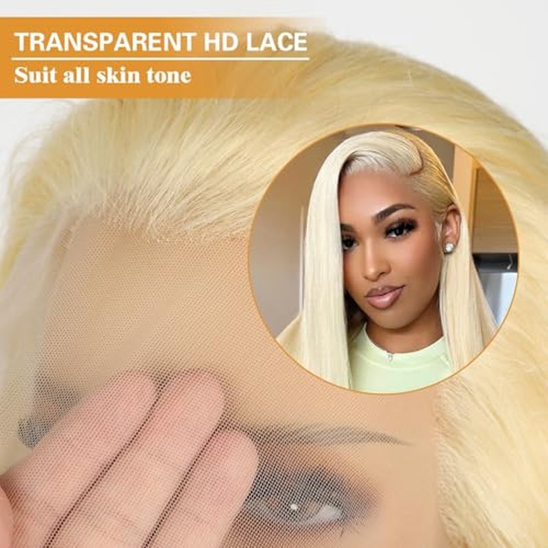 613 Lace Front Wig Human Hair 200 Density 613 13x6 Straight Blonde Human Hair Wig Pre plucked for Women 613 HD Lace Frontal Wig 13x6 22 Inch