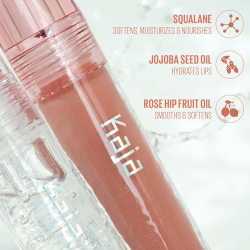 Kaja Lip Gloss - Gloss Shot | with Jojoba Oil, Tinted Shimmer, Hydrating, Non-sticky, Juicy, Nude, Plumper Looking Lips, 02 Milk Tea, 0.14 Fl Oz