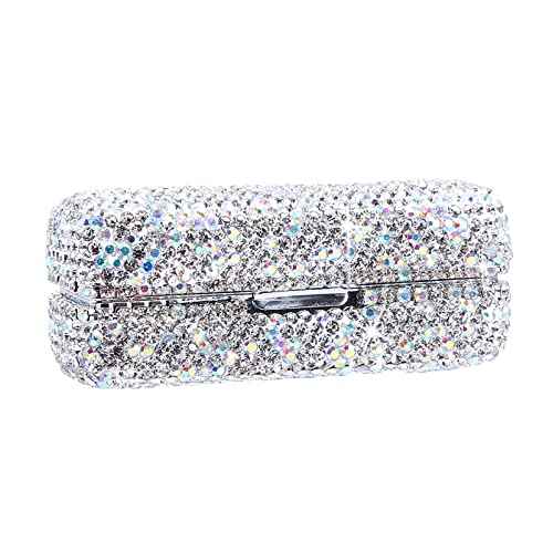 CALIDAKA Crystal Lipstick Case Holder Shiny Rhinestone Lipstick Organizer with Mirror Portable Bling Diamonds Lipstick Storage Holder Lip Gloss Makeup Storage Bag