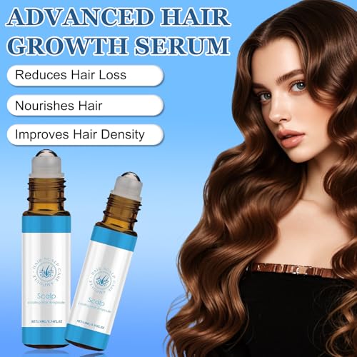 Advanced Hair Growth Roll on, Nourishes Scalp & Roots, Vitamin E & Natural Oils, Promotes Growth, Reduces Hair Loss(10ml) - For Men & Women (3PCS)