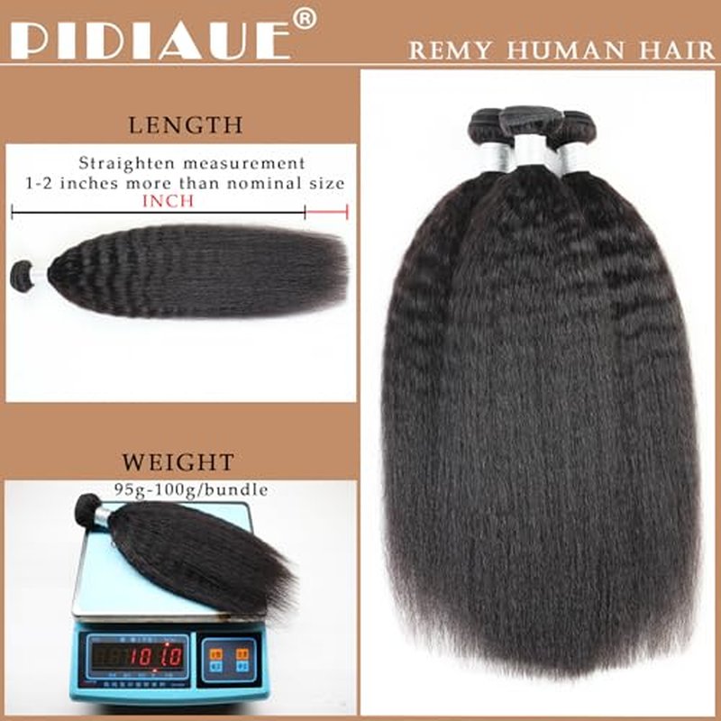 Kinky Straight Bundles Human Hair Remy Yaki Straight Bundles Weave 14 14 14 inch Real Unprocessed Brazilian Virgin Hair Extensions Natural Color 12A