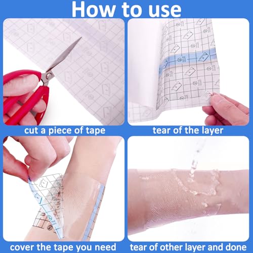 20 Rolls Tattoo Aftercare Bandage Warp Waterproof (2", 4",6",8",10" Wide) Second Skin Tattoo Cover Up Tape Tattoo Healing Wrap Tattoo Supplies for Swimming, Shower, Wound Initial Healing