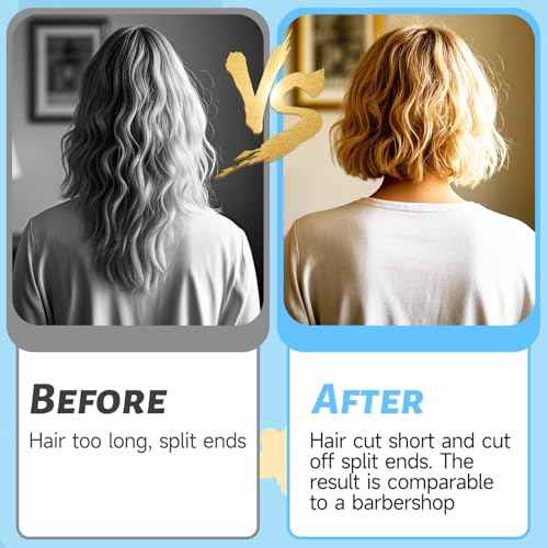 Professional Hair Styling Tools: DIY Layering and Trimming Kit with Clips, Guide for Bangs, Layers, Split Ends - Blue