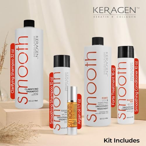 Keragen Brazilian Keratin Hair Treatment - Premium Straightener Cream, Sulfate-Free Anti-Frizz Products, Perfect Straightening Solution for Dry & Damaged Hair, Kit Combo Set