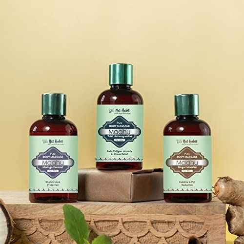 Nat Habit Pure Tulsi Ashwagandha Maahu, Ayurvedic Body Massage Oil, 100ml
