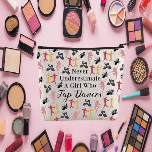 JYTAPP Tap Dance Lover Cosmetic Bag Never Underestimate A Girl Who Tap Dances Tap Dancer Gifts Tap Dance Dancing Gift