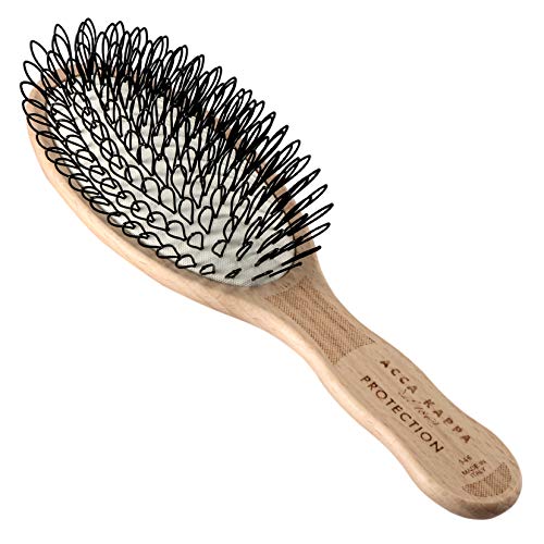 ACCA KAPPA Protection Oval Beech Wood Brush ? Looped Nylon Bristles for Delicate Hair